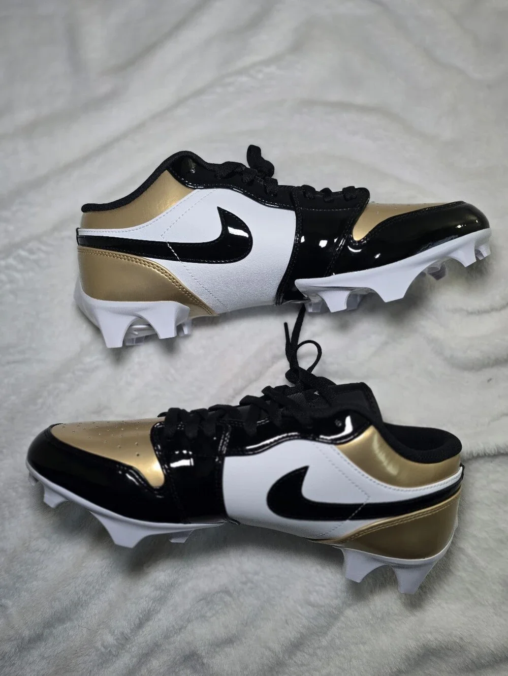Nike Air Jordan 1 Low TD Cleat Gold Toe Black White Mens Size 11 NIB FJ6245-701